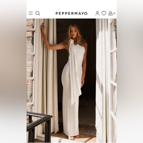 Peppermayo Dresses & Skirts - Peppermayo White Maxi With Rose- Peppermayo Exclusive- NEVER WORN